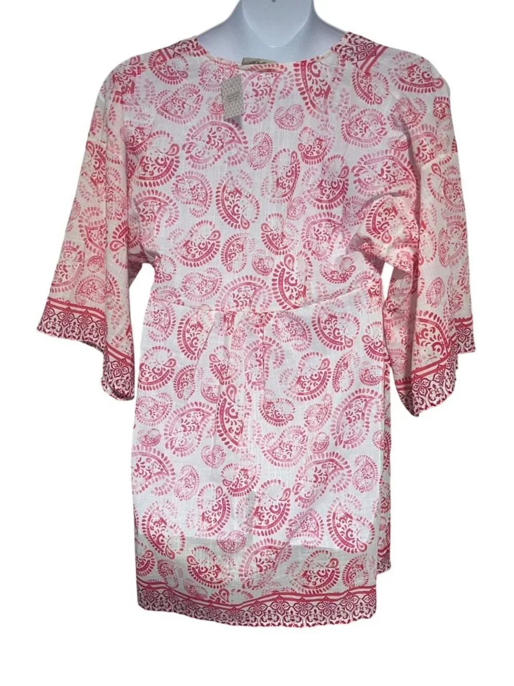 Lulla Collection Swim Coverup Womens One Size Pink With White Paisley Print